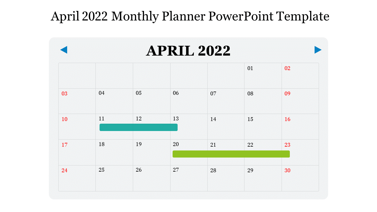 April 2022 Monthly Planner PowerPoint Template